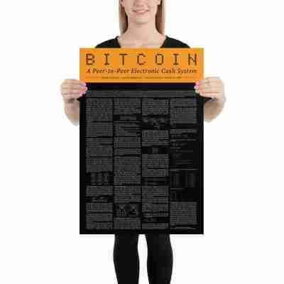 Bitcoin Whitepaper Poster - Black With Orange Masthead