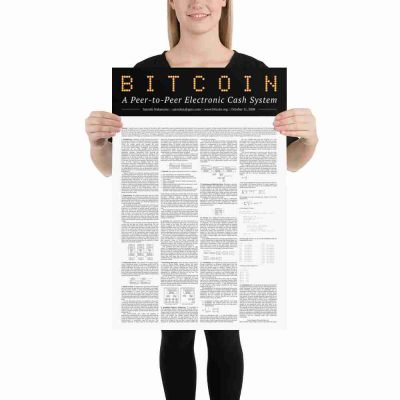 Bitcoin Whitepaper Poster - White + Black Headline