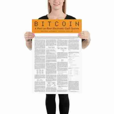 Bitcoin Whitepaper Poster White With Orange Masthead
